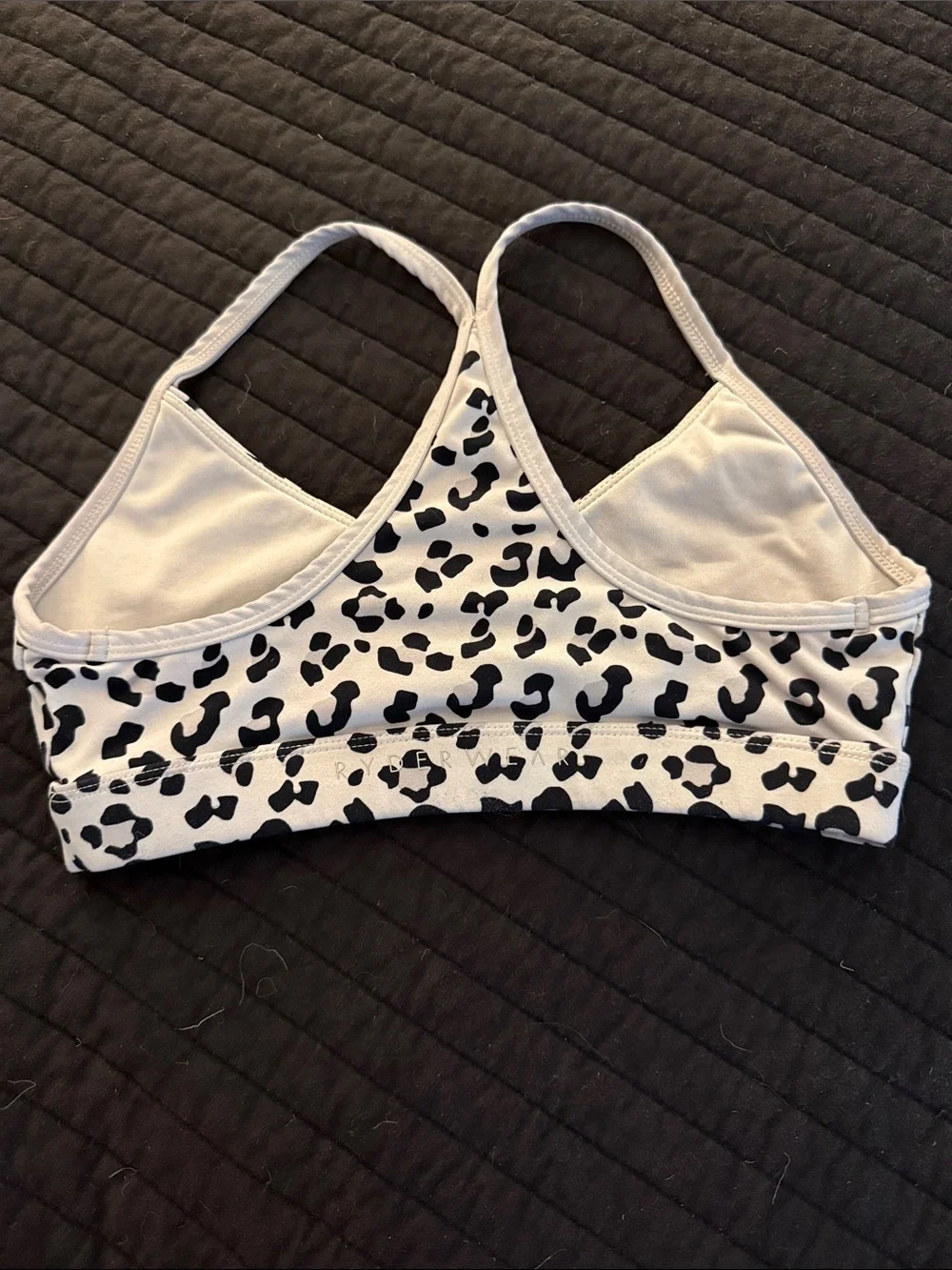 Ryderwear Leopard Print Sports Bralette - Black & White